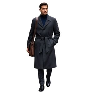 Saks Fifth Avenue 100%Pure Cashmere Canal Overcoat Woven In Italy Brown Size 44T